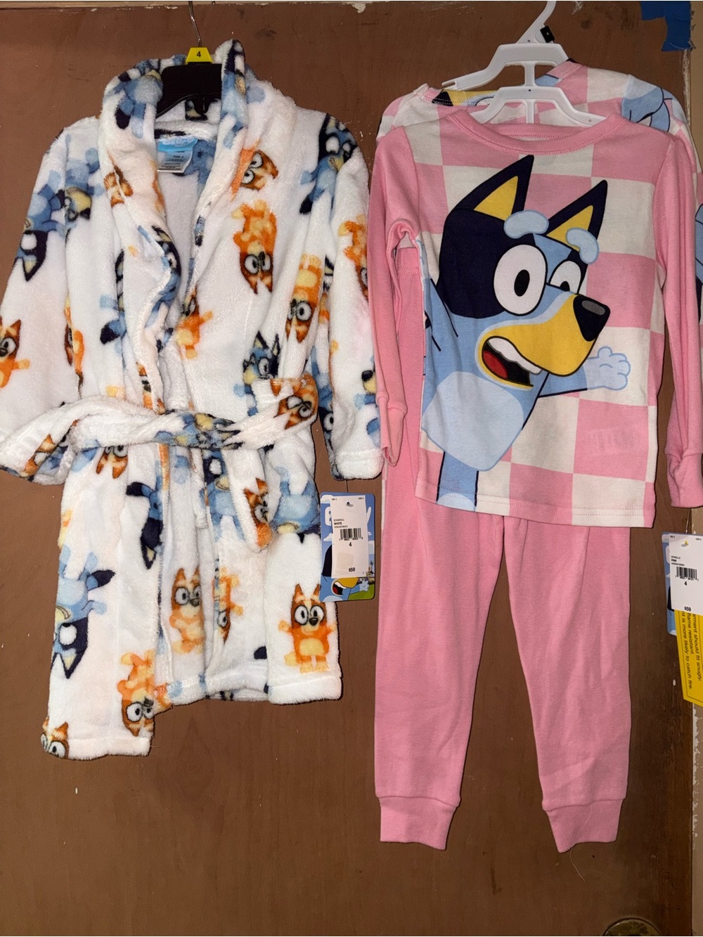 Kids Bluey Pink Pajama Set with Plush Character Robe